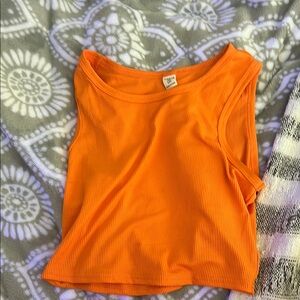 SHEIN Vibrant Orange Ribbed Tank Top